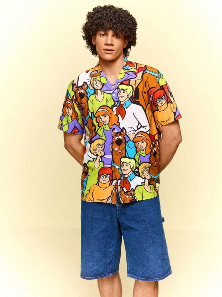 SWAVVY SCOOBY-DOO Cartoon Pattern Short Sleeve Men's Shirt